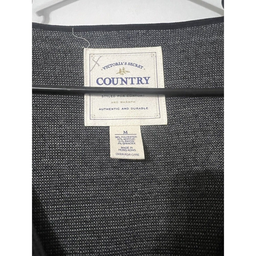 Victoria's Secret Women Black Cardigan Country ‎ Medium Vintage Y2K Boho - Picture 2 of 6